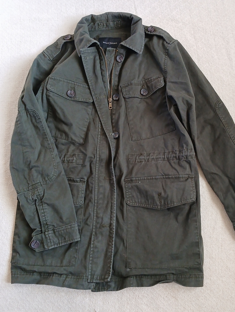 banana republic green pocket military utility jacket spring field coat small